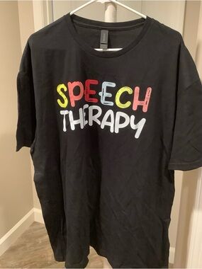 Black 'Speech Therapy' Graphic Tee Size 2XL
